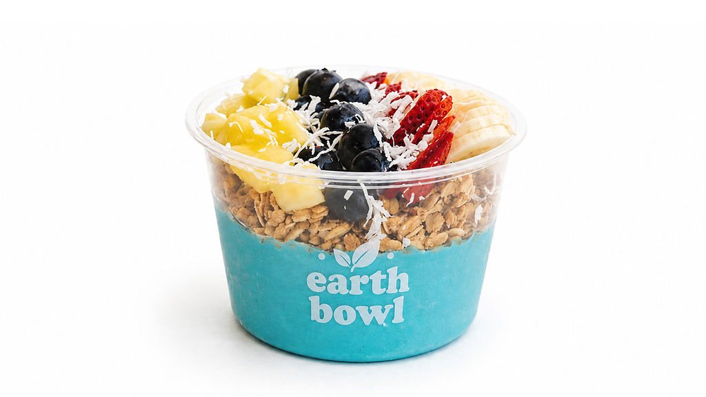 The Tidal Wave Bowl with blue spirulina sorbet, granola and fresh fruit